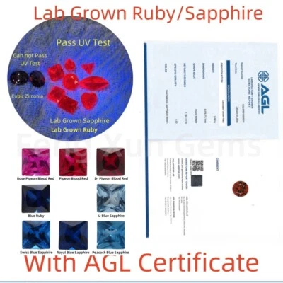 Princess Cut Lab Grown Ruby,Sapphire With AGL Certificate Bead For Earrings Make - Image 1 of 4
