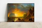 Zachód słońca nad wybrzeżem Plakat Druk Obraz Alberta Bierstadta, Dekoracja ścienna