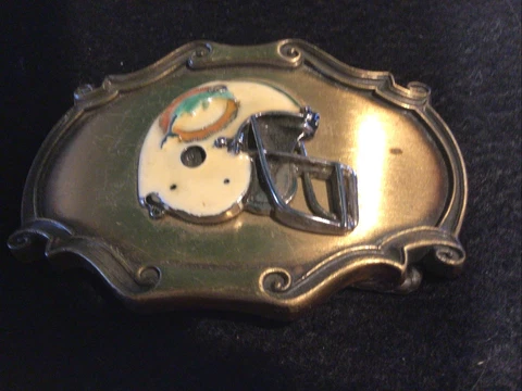 Vintage 1978 NFL Miami Dolphins Football Brass Helmet Belt Buckle Raintree 1978 Cover