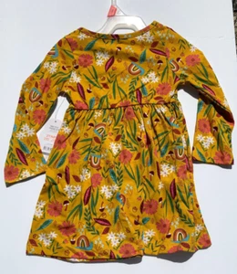 Neu mit Etikett Wonder Nation Boho Kleid Gr. 2T Gold Gelb Blumenmuster 100 % Baumwolle SÜSS - Bild 1 von 3