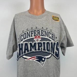 New England Patriots AFC Conference Champs T Shirt Vtg NFL Football Size L - Picture 1 of 4