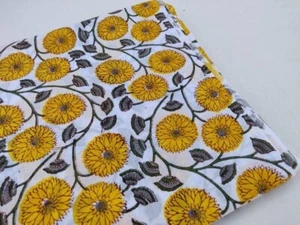 Hand Block Print Handmade Cotton Indian Natural Sanganeri Print Fabric - Picture 1 of 4