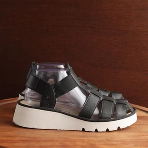 Sandali Fly London donna TG EU 39 US 8-8,5 BLK Pefi pelle zeppa scarpe pull on - Foto 1 di 14