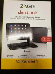 Zagg Ultrathin Slim Book Hinged Keyboard Case for iPad Mini 4 Black - Picture 1 of 3