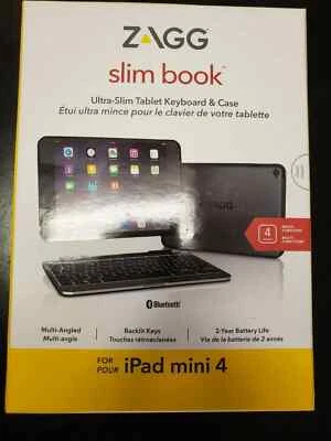 Zagg Ultrathin Slim Book Hinged Keyboard Case for iPad Mini 4 Black - Image 1 of 3