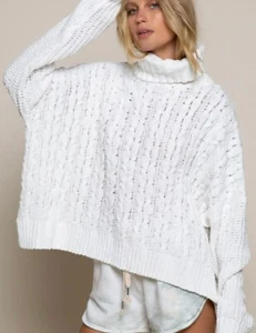 POL Chunky Knit Crew Turtleneck Sweater - Picture 1 of 6