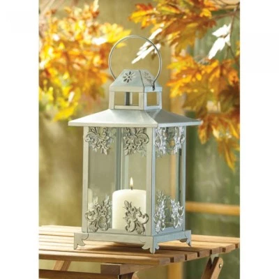 Set of 2 Silver Scrollwork Candle Holder Lantern Home Wedding Centerpiece Decor - Image 1 of 4
