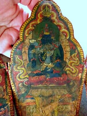 Buddhist Five Part Crown Antique 19thC Ceremonial Leather Ritual Tibet Nepal * • 535.53£