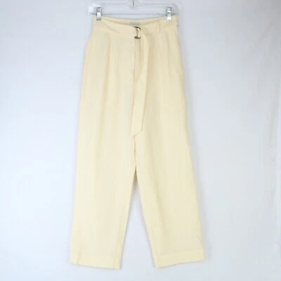 ЛЬНЯНЫЕ БРЮКИ LE KASHA NABQ МАСЛО ЦВЕТА СЛОНОВОЙ КОСТИ КРЕМОВЫЕ БЕЗ ПОДКЛАДКИ ВЫСОКАЯ ТАЛИЯ ПРЯМЫЕ ШТАНИНЫ XS - Изображение 1 из 4