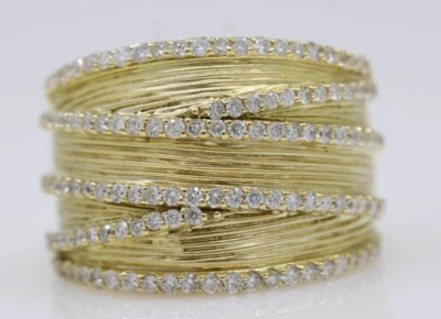 Anillo Sonia B. Britton Banda Cruzada Diamante Texturizado Amarillo 18K Talla 8 - 15.5 g Foto 1 de 4