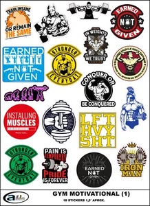 18 Gym & Motivational Vinyl Stickers Decals 1.5Inch Sheet 9.5¨ x 6.5 ¨ - Picture 1 of 4