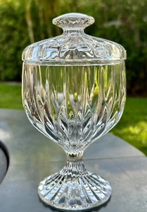 MIKASA PARK LANE CANDY DISH CLEAR GLASS WITH LID FOOTED APOTHECARY JAR - Picture 1 of 10