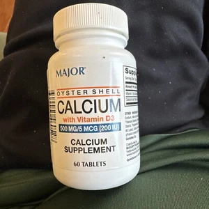 Major Pharma Oyster Shell Calcium, with Vitamin D, 500 mg- 60 tab - Picture 1 of 1
