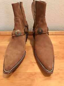 Saint Laurent Lukas Style Suede Ankle Boots US 9 1/2 Cowboy Western New handmade