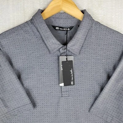 NUEVO TRAVIS MATHEW $95 Talla XL Gris Rojo Diamante Jacquard Hombres Polo Golf Nuevo con Etiquetas Foto 1 de 4