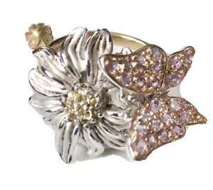 ROSS SIMONS 14K Gold über Sterling Amethyst Citrin Schmetterling Blume Ring Größe 10 - Bild 1 von 12