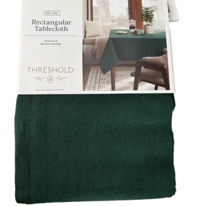 Threshold Forest Green Oblong Tablecloth 60" X 84” Rectangular Cotton/Linen - Picture 1 of 2
