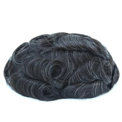 Sistema de reemplazo de cabello humano Toupee para hombre Pieza para el cabello 0,03 Piel ultra delgada #1B10 Foto 1 de 4