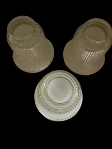 Clear Ribbed Glass Light Shade Set Of 3 - Picture 1 of 5