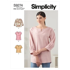 SIMPLICITY 9274 MISSES TOPS Sewing Pattern Sizes 6-14 & 16-24 Skill: AVERAGE - Picture 1 of 9