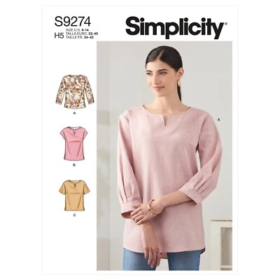 SIMPLICITY 9274 MISSES TOPS Sewing Pattern Sizes 6-14 & 16-24 Skill: AVERAGE - Image 1 of 4