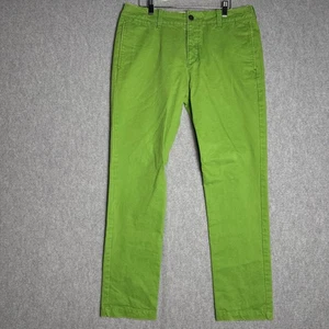 Abercrombie & Fitch Pantaloni Uomo Chino Verde Brillante 33x32 Bottoni Fly Twill Pesante - Foto 1 di 12