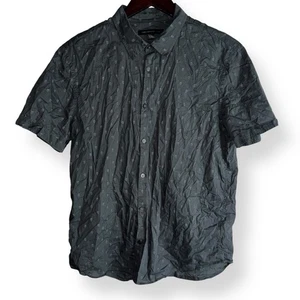 John Varvatos Shirt Men’s M Gray Button Up Skulls All Over Print Short Sleeve - Picture 1 of 9