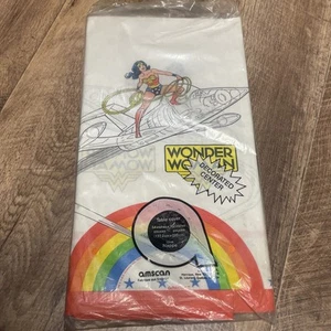 WONDER WOMAN TABLE COVER PAPER TABLE CLOTH SEALED C. 1982 AMSCAN - Picture 1 of 9