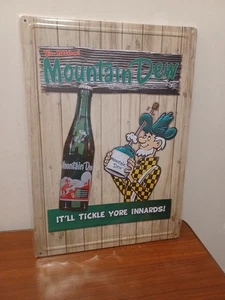 Mountain Dew Ya-hoo It'll Tickle Your Innards 12 x 17 Repro Vintage Metal Sign - Picture 1 of 5