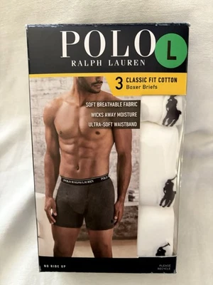 NUEVO Paquete de 3 calzoncillos boxer Polo Ralph Lauren para hombre calce clásico blanco algodón talla XL Foto 1 de 4