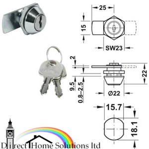 1 x cerradura de cámara de cilindro Hafele con cámara recta, accesorio de tuerca, llave similar a FH1 - Imagen 1 de 6