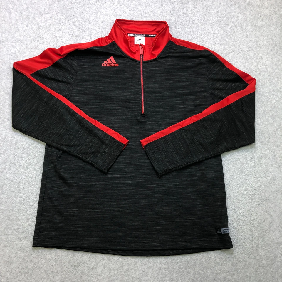 Pulôver Adidas masculino extra grande preto vermelho basquete quarto de zíper Crazyghost - Imagem 1 de 4