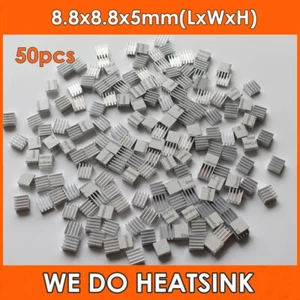 50 pièces mini dissipateur chauffant argent aluminium pour MOSFET MOS IC Chipest RAM ASIC avec tampon - Photo 1/7