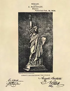 Vintage Statue of Liberty US Patent Art Print - Antique Original New York - 736 - Picture 1 of 3