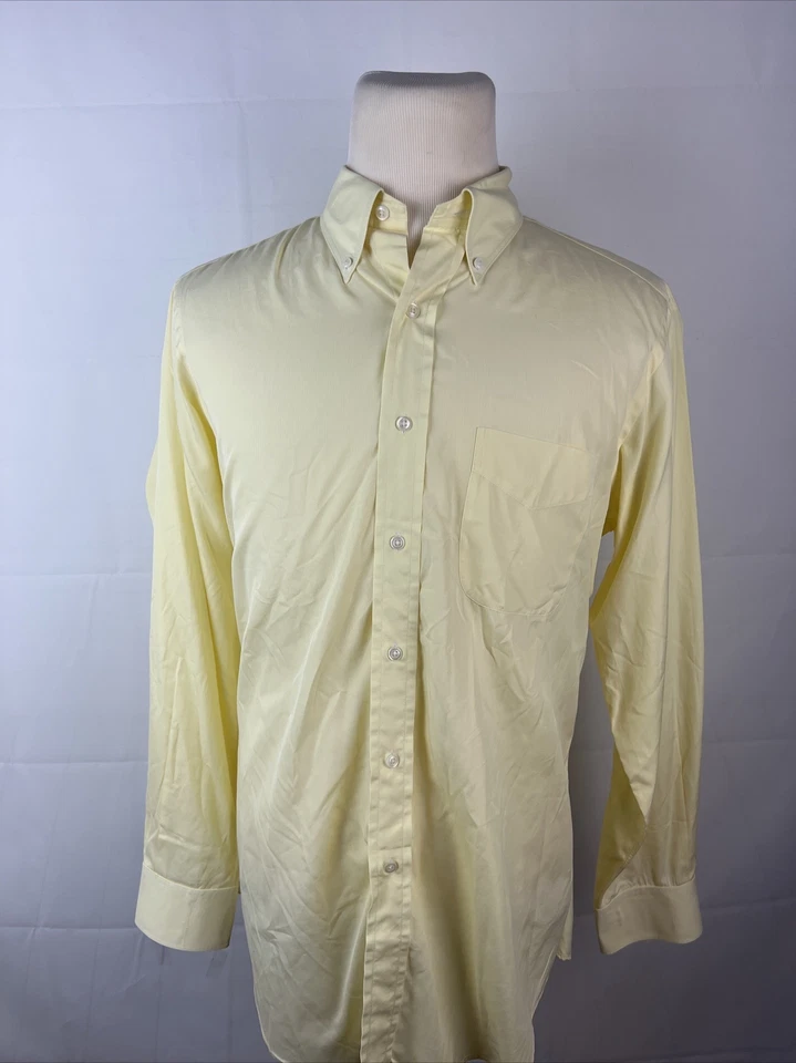 Paul Stuart Men's Yellow Solid Cotton Dress Shirt 17-17.5 34/35 $215 - Image 1 of 4