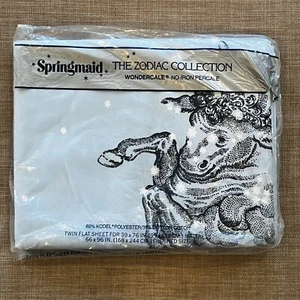 Vintage Astrologie Design Springmaid Zwilling flache Bettwäsche Mythologie Perkal Laken - Bild 1 von 9