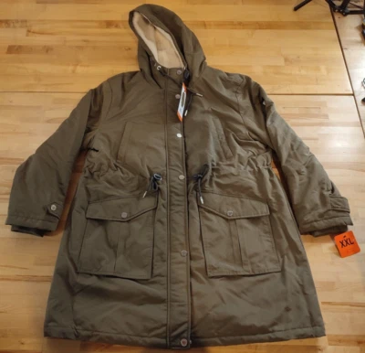 Tommy Hilfiger Damas Parka Chaqueta Acogedora Forrada Capucha Acanalada Tormenta Puño Verde 2XL Foto 1 de 4