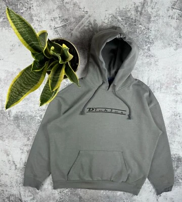 复古 90 年代 Dickies 工作服灰色 Stussy 风格街头服饰大标志连帽衫 — 第 1/4 张图片