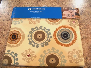 Essential Home Medallions Table Runner Neutral Multicolor 13 in x 72 in - Picture 1 of 3