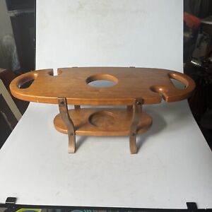 Wooden Wine Table & Glass Holder