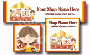 Diseño de pancarta publicitaria de tienda ebay y logotipo a juego - stand artesanal para niña pequeña - Imagen 1 de 1