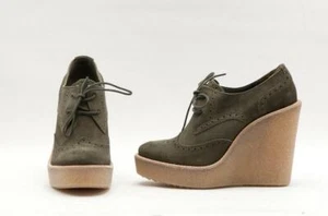 Pierre Hardy Pierre Hardy Lt. Kaki Suede Wedge Platform Lace Up Size 38 - Picture 1 of 2