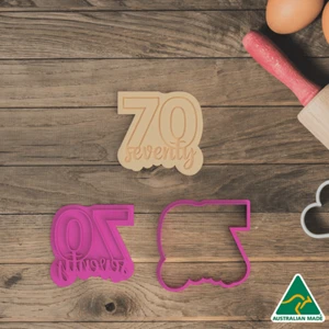 70 Seventy - Cookie Cutter and Embosser Stamp - Picture 1 of 5