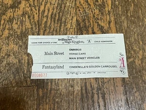Vintage Walt Disney World Child Magic Kingdom Admission 1970's 1980's - Picture 1 of 2