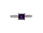 Amethyst Promise Ring 5 mm Square amethyst Minimalist ring Birthday Gift For Her