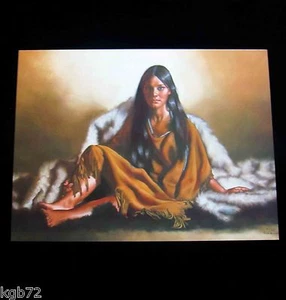 Leanin Tree Western Native Fur Woman Blank Greeting Card Multi Color R303 - Picture 1 of 2