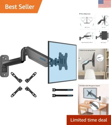 Soporte de pared para monitor ajustable en altura con brazo de resorte de gas - Compatible con VESA Foto 1 de 4