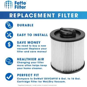 Filters Compatible with DXVC6910 Cartridge Filter for 6-16 Gallon DEWALT - Picture 1 of 6
