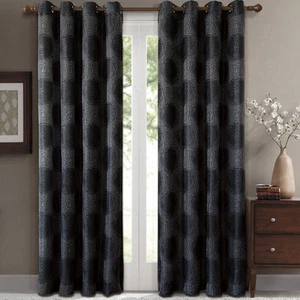 Lexington Pair (Set of 2) Jacquard Grommet Window Curtain Panels - Picture 1 of 6