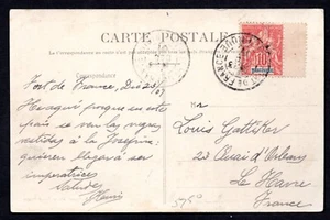 FRANCE MARTINIQUE 1907 SCOTT #39 TIED MARTINIQUE ON POST CARD VIEW ST. JOSEPHINE - Picture 1 of 2